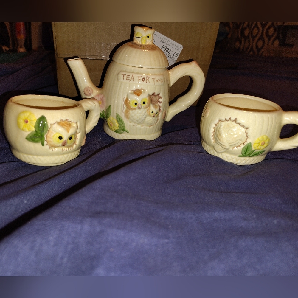 Owl Tea Set with Teapot and Cups